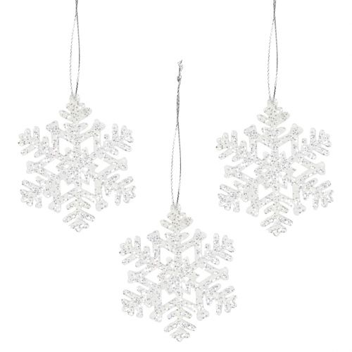 Floristik24 Snöflinga Ø8cm vit med glitter 12st