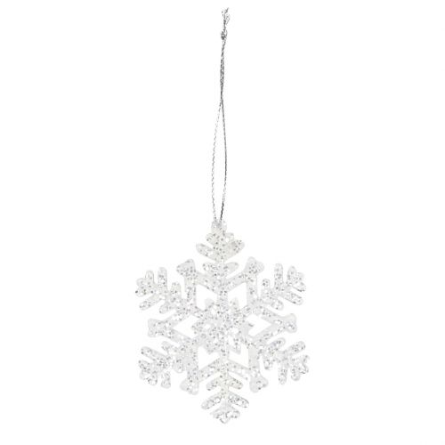 Floristik24 Snöflinga Ø8cm vit med glitter 12st