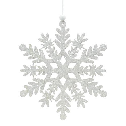 Floristik24 Snöflingvitt med glimmer 20 cm 4st