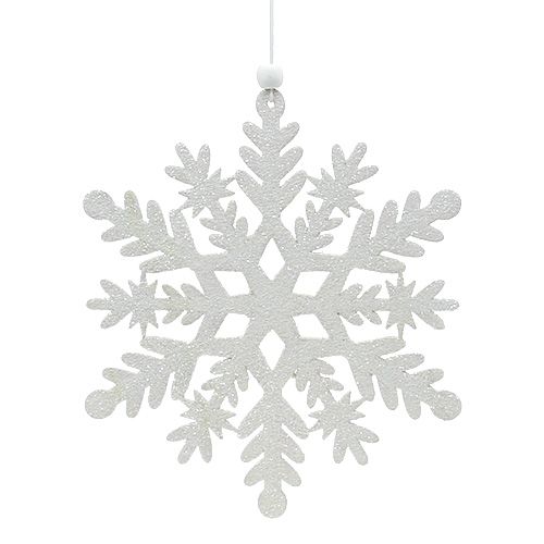 Floristik24 Snöflingvitt med glimmer 20 cm 4st