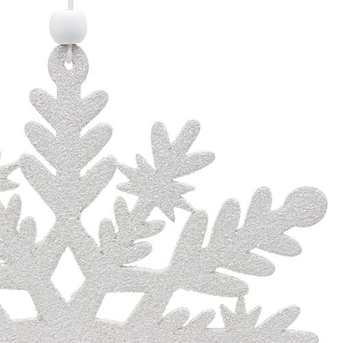 Floristik24 Snöflingvitt med glimmer 20 cm 4st