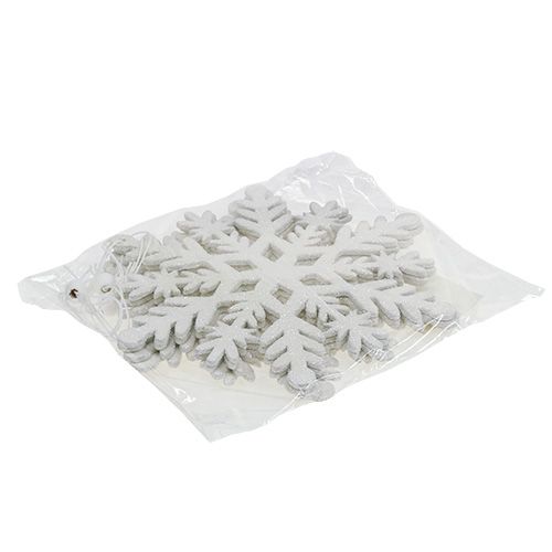 Floristik24 Snöflingvitt med glimmer 20 cm 4st