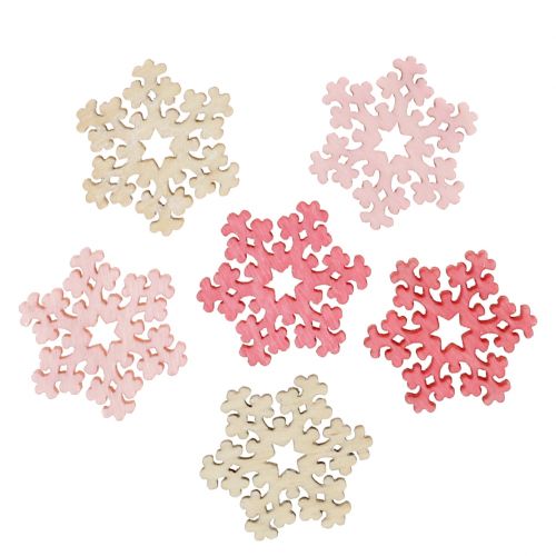 Floristik24 Snowflake mix rosa, ros, naturlig Ø2cm 144p