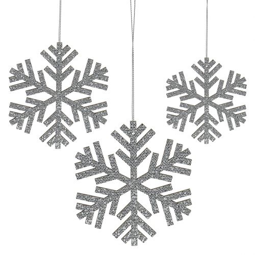 Snöflinga silver för upphängning Ø8cm - Ø12cm 9 st