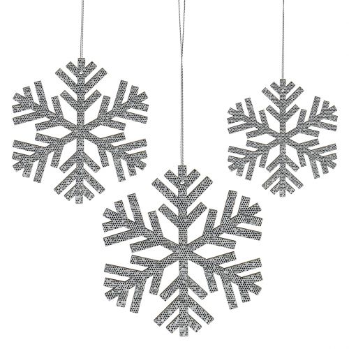 Floristik24 Snöflingasilver för hängande Ø8cm - Ø12cm 9st