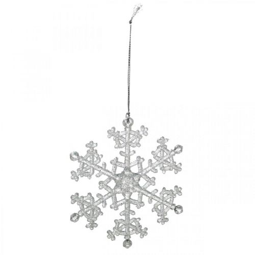 Floristik24 Dekorativ snöflinga, vinterdekoration, iskristall att hänga, jul H10cm B9.5cm plast 12st
