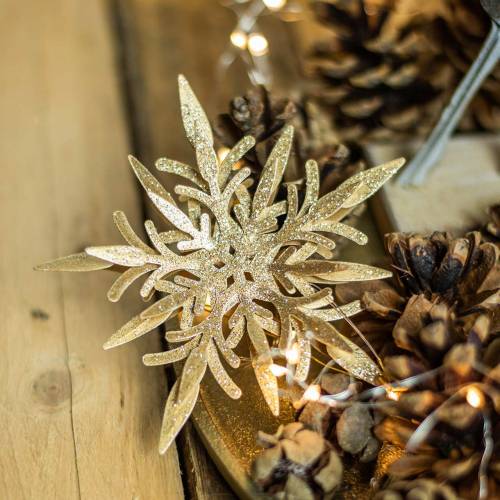Artikel Snowflake 3D effekt guld 16cm x 15,5cm 2 st