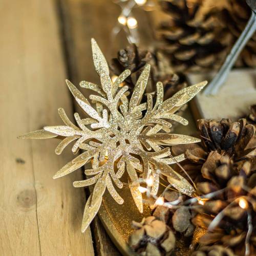 Artikel Snowflake 3D effekt guld 16cm x 15,5cm 2st