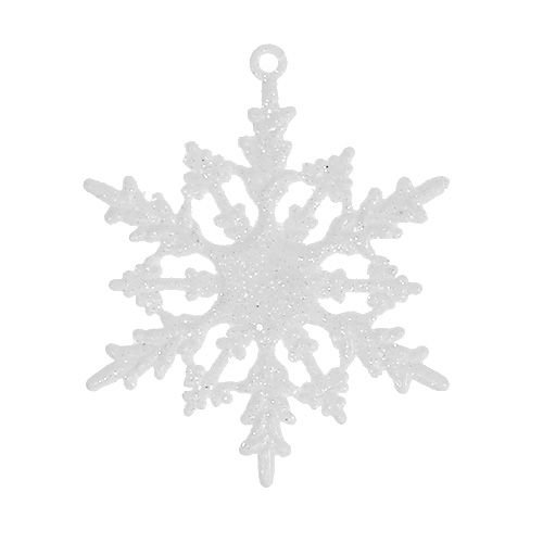 Artikel Snöflinga att hänga 7cm vit med glitter 36st