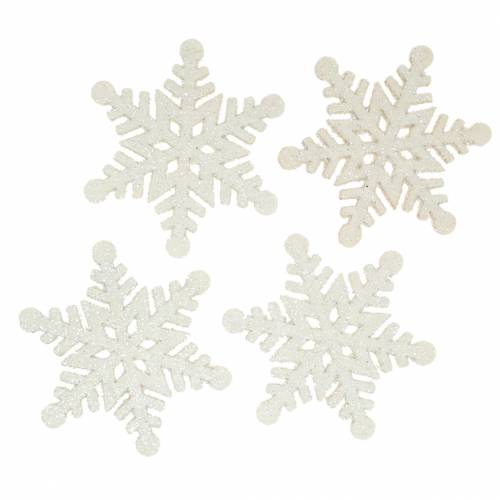 Floristik24 Scatter dekoration snöflinga glitter vit 5cm 48p