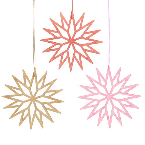 Floristik24 Snöflinga dekoration träträd dekorationer orange 10cm 12 st