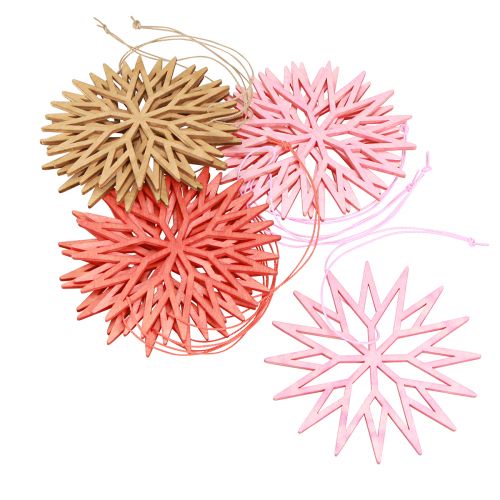 Artikel Snöflinga dekoration träträd dekorationer orange 10cm 12 st