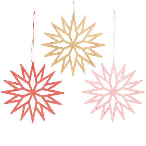 Artikel Snöflinga dekoration träträd dekorationer orange 15cm 8 st