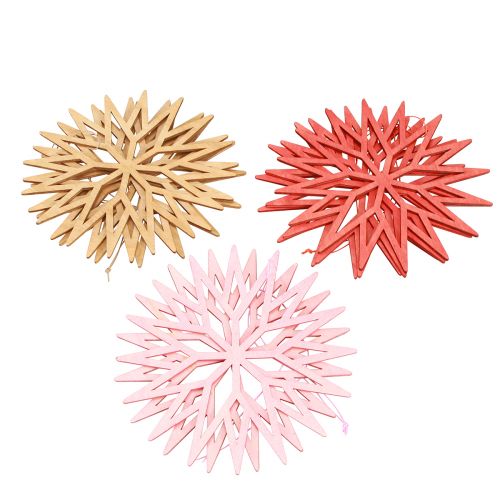 Artikel Snöflinga dekoration träträd dekorationer orange 15cm 8 st