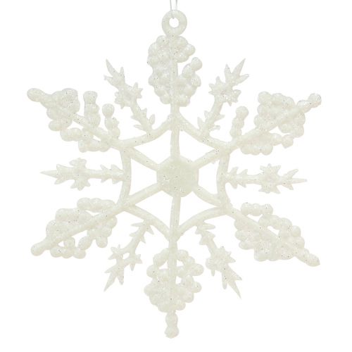 Artikel Snöflinga dekoration vit glitter iskristaller 10cm 12 st