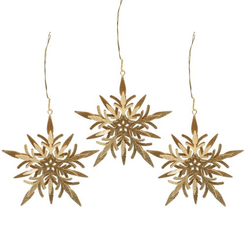 Floristik24 Snökristallguld 3D 13cm x 12,5cm 3st