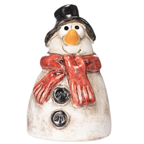 Snögubbefigur med röd halsduk, juldekoration, 10 cm | Floristik24.se