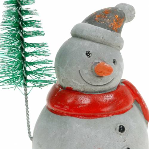 Floristik24 Julfigur snögubbe med gran betonggrå, färgad 9cm - 11cm 4st