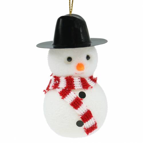 Julgransdekoration snögubbe med hatt för upphängning H8cm 12st