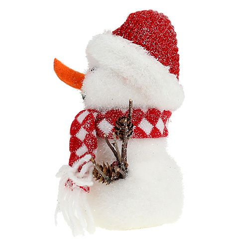 Floristik24 Snögubbe vitröd flockad 24cm