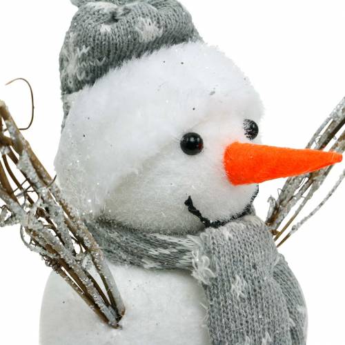 Artikel Snögubbe med halsduk och hatt vit, grå dekorationsfigur vinterdekoration