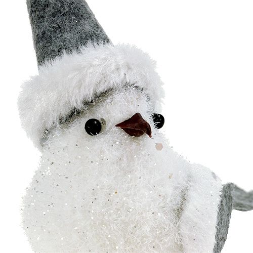 Floristik24 Snöfågel med mössa 18cm vit, grå 3st
