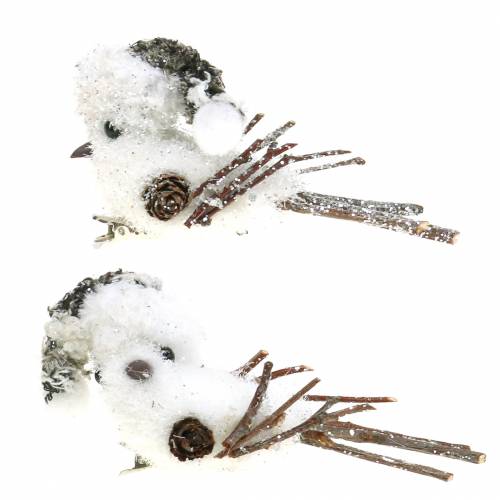 Floristik24 Snöfågel på klämma 8cm x 6,5cm 6 st