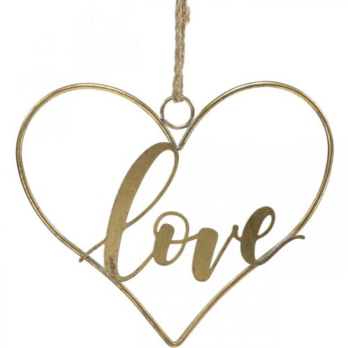 Artikel Bokstäver Love heart deco metall guld att hänga upp 27cm