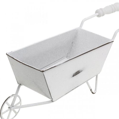 Floristik24 Mini skottkärra, bordsdekoration, sommardekoration shabby chic brun, vit H7,5cm L25cm