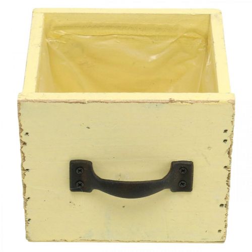 Artikel Shabby dekorativ låda för plantering av gult trä 12,5×12,5×10cm
