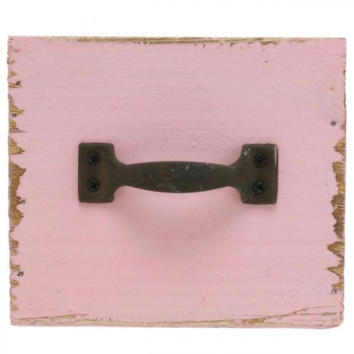 Floristik24 Dekorativ låda för plantering av rosa trä shabby chic 12,5×12,5×10cm