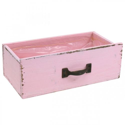Floristik24 Lådkruka i trä rosa shabby chic deco 25×13×8cm
