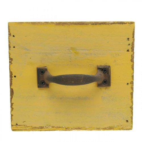 Floristik24 Dekorativ låda vintage plantering trä gul 12,5×12,5×11cm