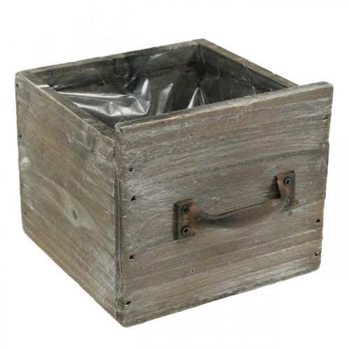 Floristik24 Växtlåda shabby chic trädekoration naturlig 12,5×12,5×11cm