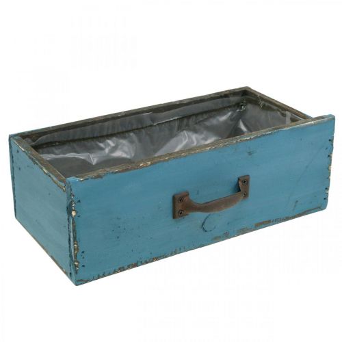 Floristik24 Växtlåda låda trä shabby chic blå 25x13x9cm