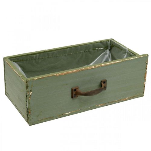 Floristik24 Planteringslåda dekorativ låda trä shabby chic grön 25x13x9cm