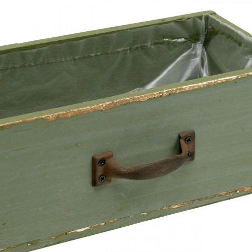 Floristik24 Planteringslåda dekorativ låda trä shabby chic grön 25x13x9cm