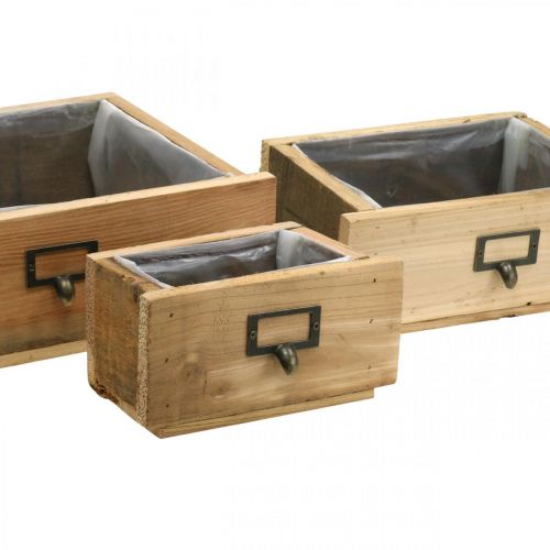 Floristik24 Dekorativa lådor, växtlåda, trädekoration naturlig, antik look B36/28/20cm set om 3