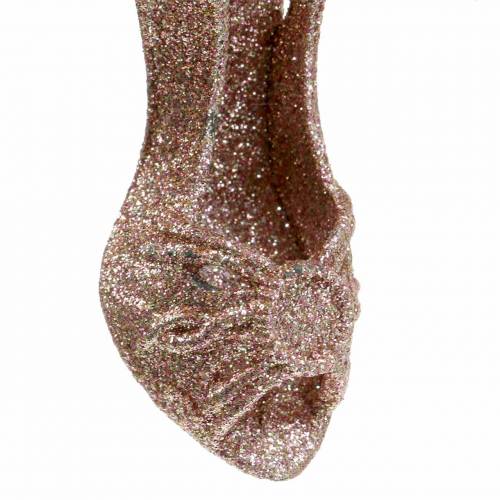 Floristik24 Julgransdekorationer pumps rosa, glitter 12cm 12st