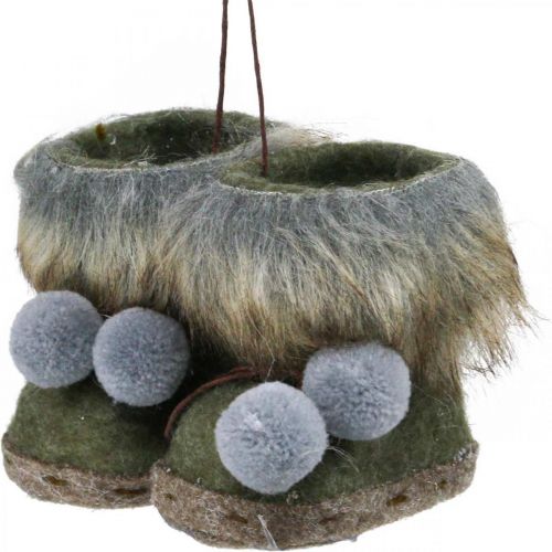 Floristik24 Julgransdekoration stövlar med bobble grön/brun 8cm 3st