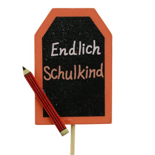 Artikel Tillbaka till skolan dekorativ plugg &quot;Äntligen skolbarn&quot; trä 7×5,5cm 16 stycken