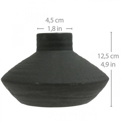 Artikel Svart keramikvas dekorativ vas platt lökformad H12,5cm