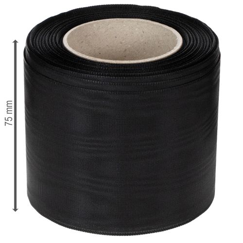 Svart kransband 75mm 25m - acetat sorgband för bandtryck och dekoration | Floristik24.se