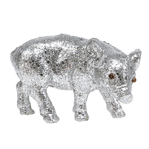 Floristik24 Gris med glitter silver 9cm 6st