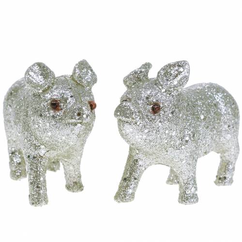Dekorativ grisglitter silver 10 cm 8st