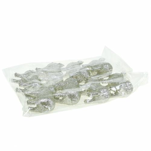 Floristik24 Dekorativ grisglitter silver 10 cm 8st