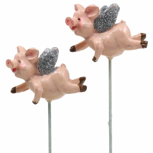 Dekorativ plugg gris lucky charm 6st