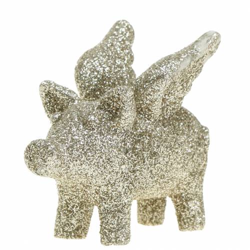 Floristik24 Dekorgris med vingar guld glimmer 6cm