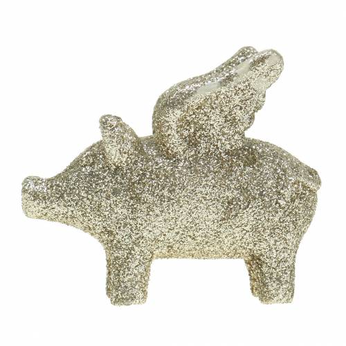 Floristik24 Dekorgris med vingar guld glimmer 6cm