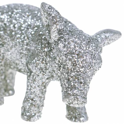 Floristik24 Deco gris nyårsafton dekoration silver glitter 3,5cm 2st